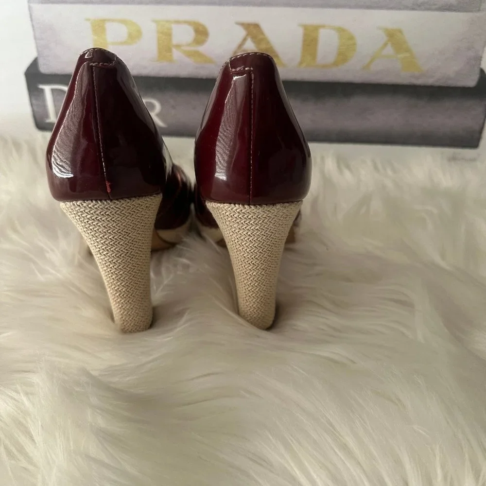 Cole Haan Charlize Nike Air Platform Open-Toe Patent Leather Pumps - Sz 8 - Picture 6 of 13